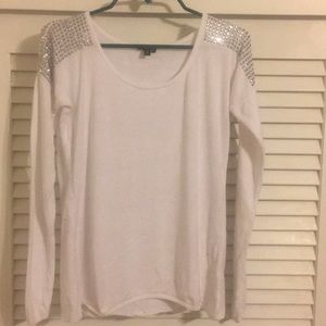 White shirt with diamond studs